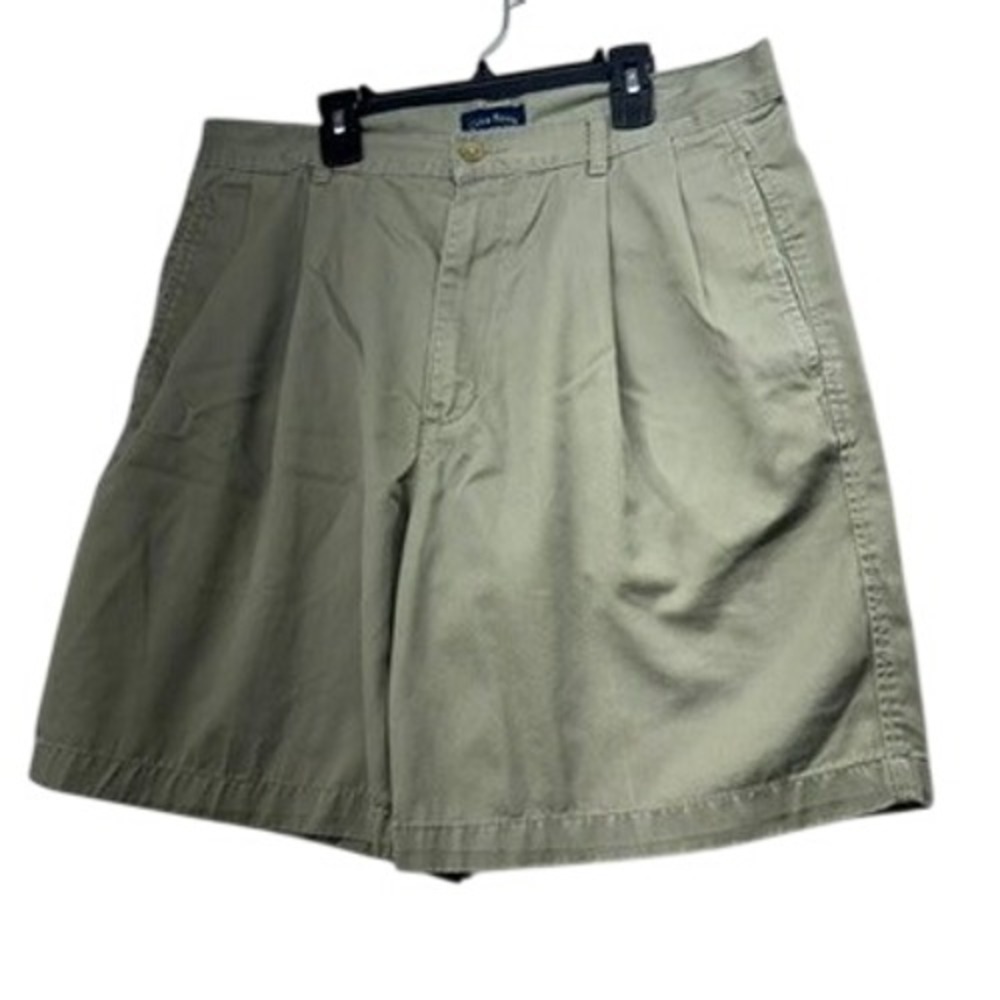 Club Room Mens Khaki Tan Pleated Chino Shorts Size‎ 34 Cotton Twill Classic Fit
